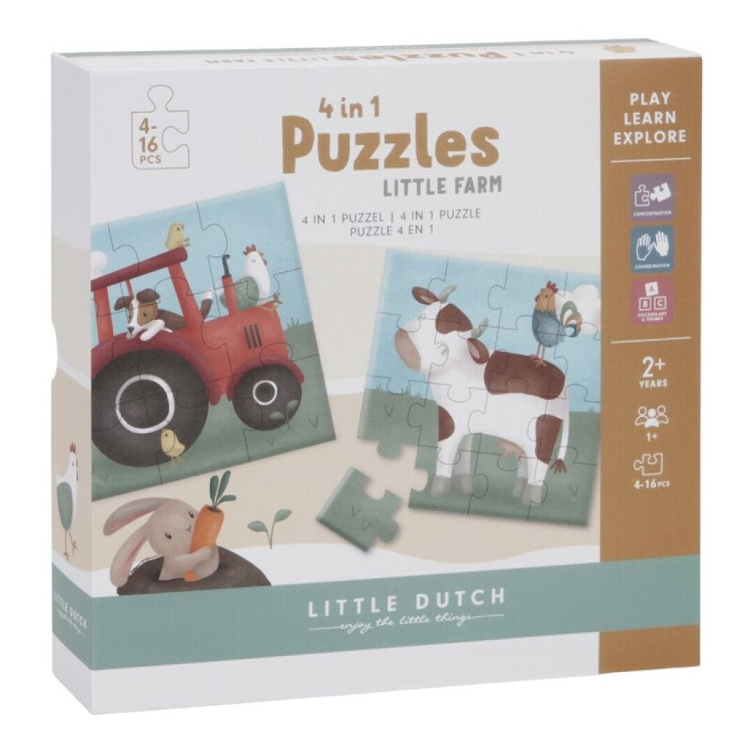 Puzzles 4 en 1. Pequeña granja.